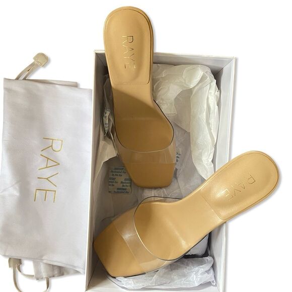 RAYE Julietta Mules in Natural shoes high heels clear PVC Revolve As Is 9 - Picture 6 of 13